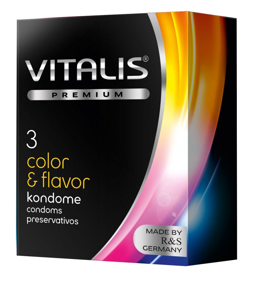 Цветные ароматизированные презервативы VITALIS PREMIUM color   flavor - 3 шт. купить в секс шопе
