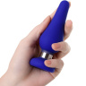 Синяя силиконовая анальная втулка с ограничителем - 11,5 см. купить в секс шопе