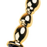 Золотистая анальная пробка с чёрным кристаллом - 14 см. купить в секс шопе