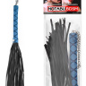 Черная многохвостая плеть-флоггер с синей ручкой - 40 см. купить в секс шопе