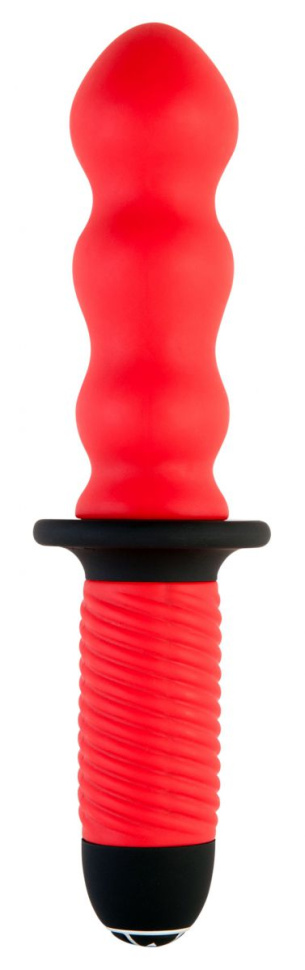 Красный фигурный вибратор с двойным мотором - 28 см. купить в секс шопе