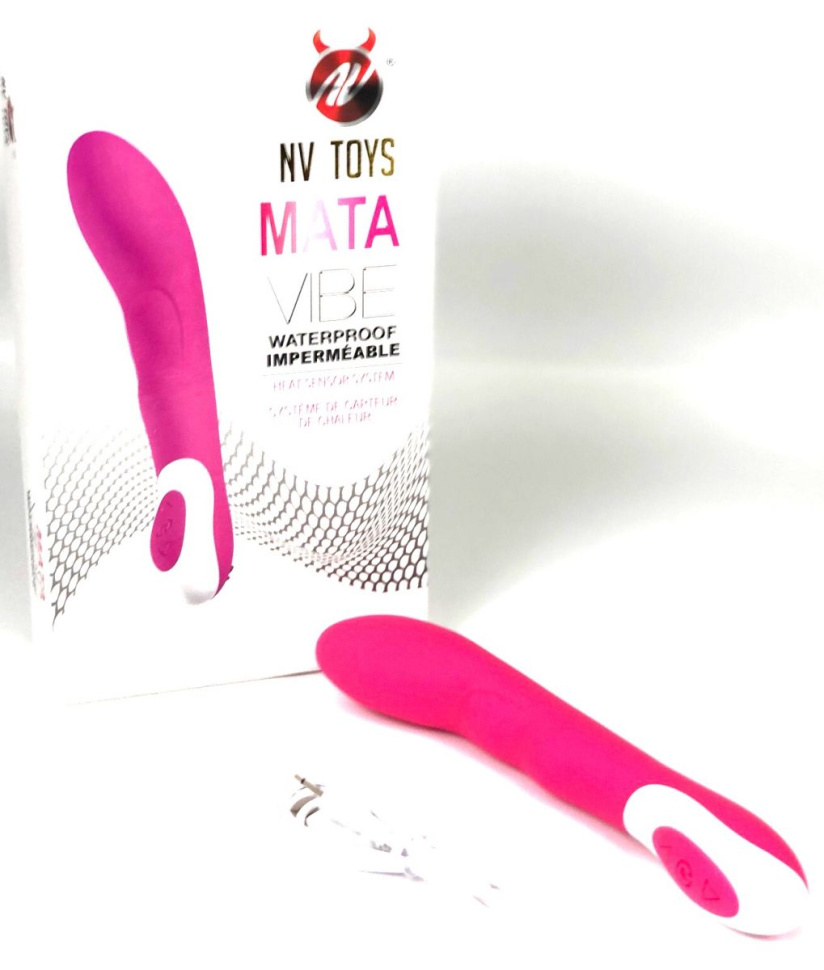 Ярко-розовый перезаряжаемый вибратор Mata - 21 см. купить в секс шопе