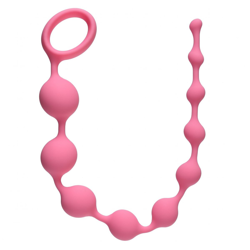 Розовая анальная цепочка Long Pleasure Chain - 35 см. купить в секс шопе