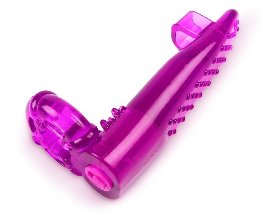 Фиолетовая рельефная насадка на член купить в секс шопе