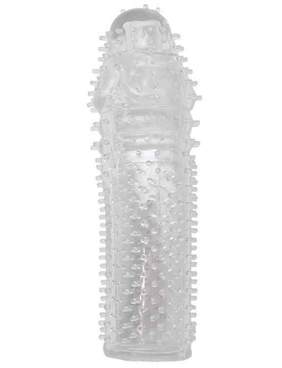 Прозрачная насадка из геля с шипами - 14 см. купить в секс шопе