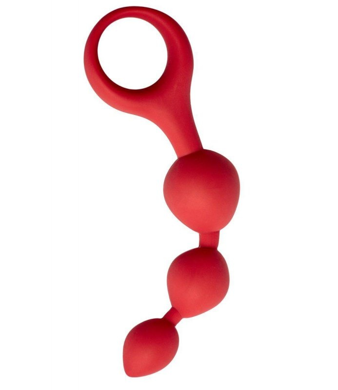 Красная анальная цепочка Anal Chain с ручкой-кольцом купить в секс шопе
