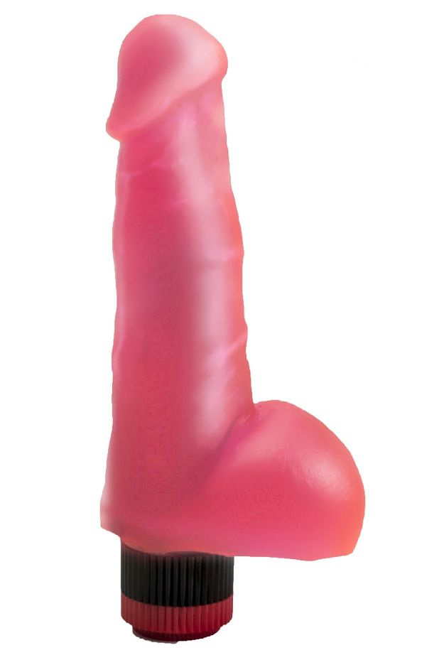 Гелевый виброфаллос розового цвета - 17,8 см. купить в секс шопе