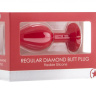 Красная анальная пробка OUCH! Regular Diamond Butt Plug с прозрачным кристаллом - 7,3 см. купить в секс шопе