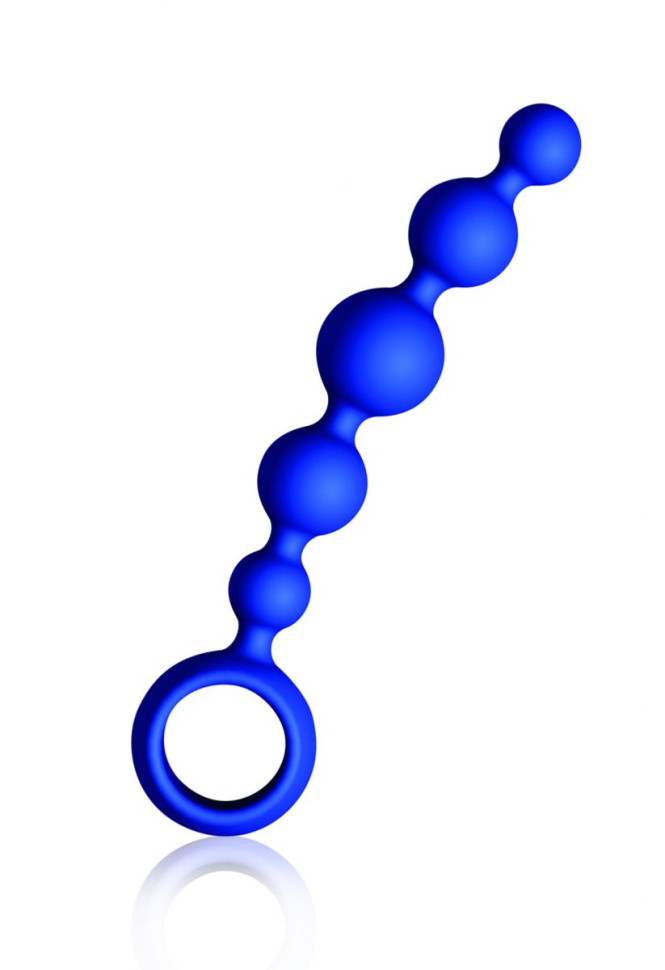 Малая анальная цепочка Joyballs Wave синего цвета - 17,5 см. купить в секс шопе