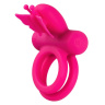 Розовое эрекционное виброкольцо Silicone Rechargeable Dual Butterfly Ring купить в секс шопе