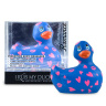 Синий вибратор-уточка I Rub My Duckie 2.0 Romance с розовым принтом купить в секс шопе