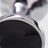 Маленькая серебристая анальная втулка с чёрным кристаллом - 6 см. купить в секс шопе