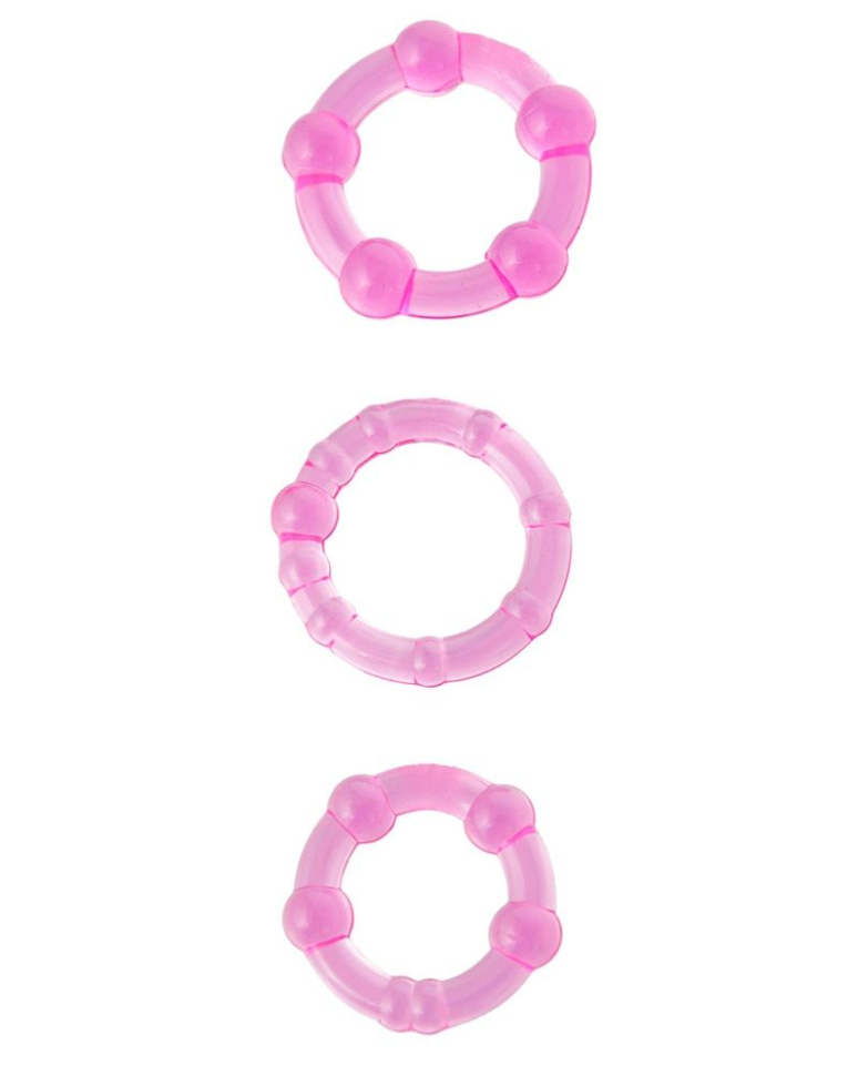 Набор из 3 стимулирующих эрекционных колец розового цвета купить в секс шопе