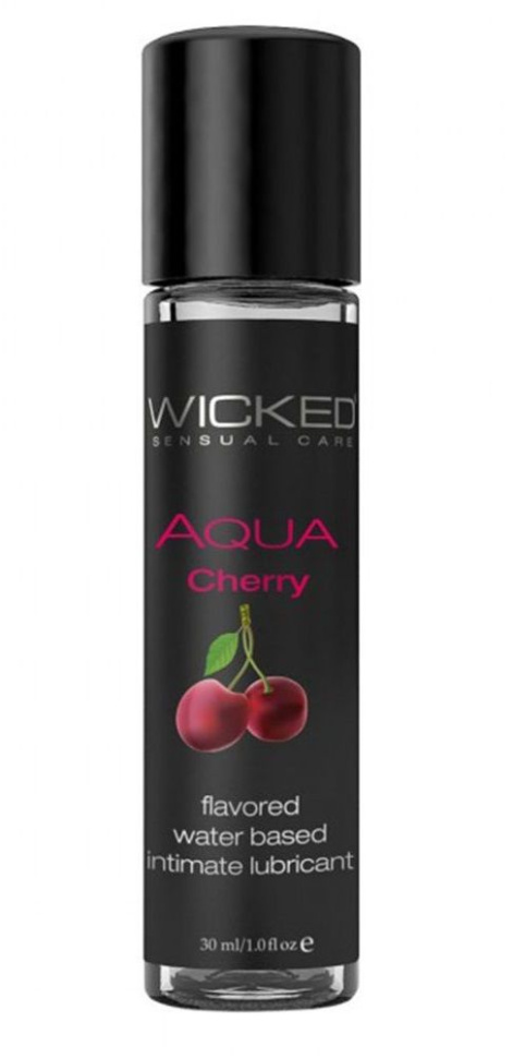 Лубрикант на водной основе WICKED AQUA Cherry с ароматом вишни - 30 мл. купить в секс шопе