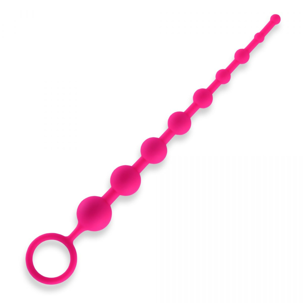 Розовая анальная цепочка из 9 шариков - 30 см. купить в секс шопе