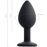 Черная анальная втулка с прозрачным стразом - 7,2 см. купить в секс шопе