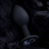 Черная анальная втулка с прозрачным стразом - 7,2 см. купить в секс шопе