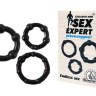 Набор из трех черных эрекционных колец Sex Expert купить в секс шопе