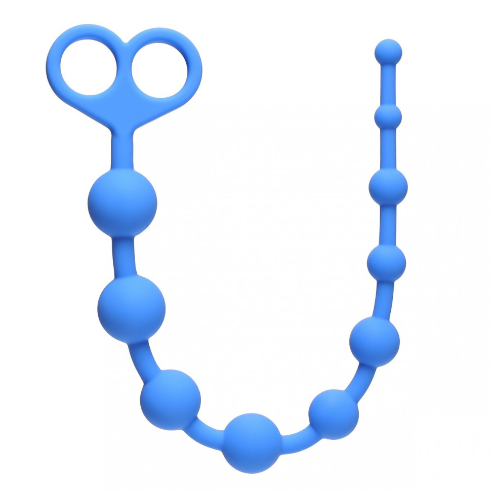 Голубая анальная цепочка Orgasm Beads - 33,5 см. купить в секс шопе