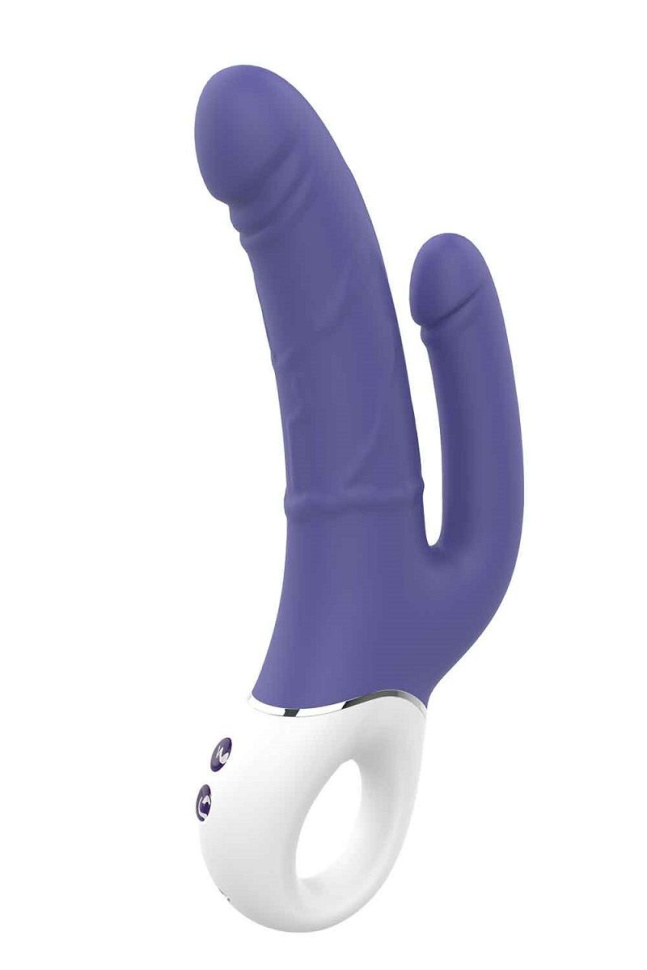 Синий анально-вагинальный вибратор Double Pleasure - 23,5 см. купить в секс шопе