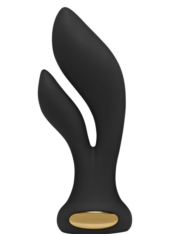 Черный вибромассажёр Aura Double Stimulator - 14,5 см. купить в секс шопе