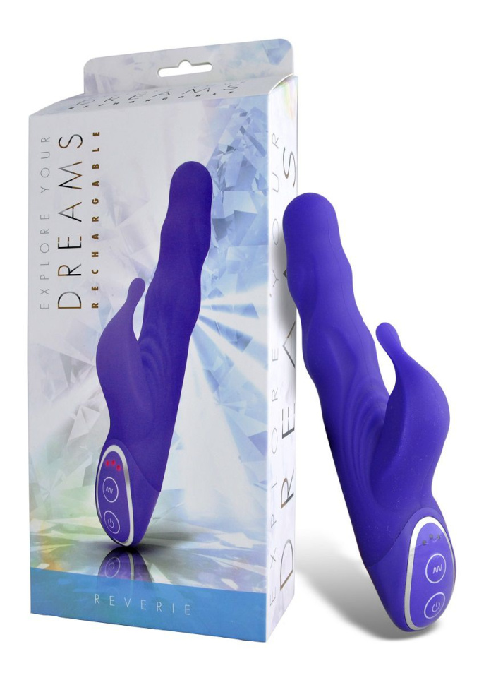 Фиолетовый вибромассажер с клиторальным стимулятором - 19 см. купить в секс шопе