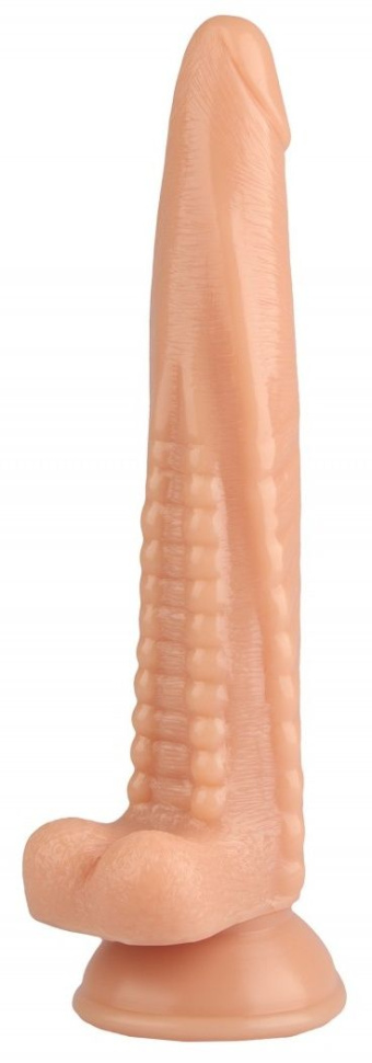 Телесный анальный реалистичный стимулятор на присоске - 25,5 см. купить в секс шопе