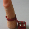 Красный кожаный поводок на пенис с кнопками купить в секс шопе