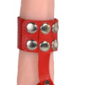 Красный кожаный поводок на пенис с кнопками купить в секс шопе