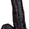 Чёрный вибромассажёр с мошонкой - 19 см. купить в секс шопе