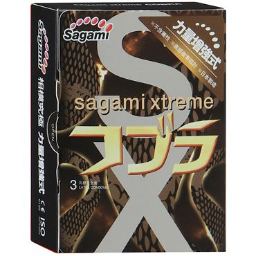 Суженные к основанию презервативы Sagami Xtreme COBRA - 3 шт. купить в секс шопе