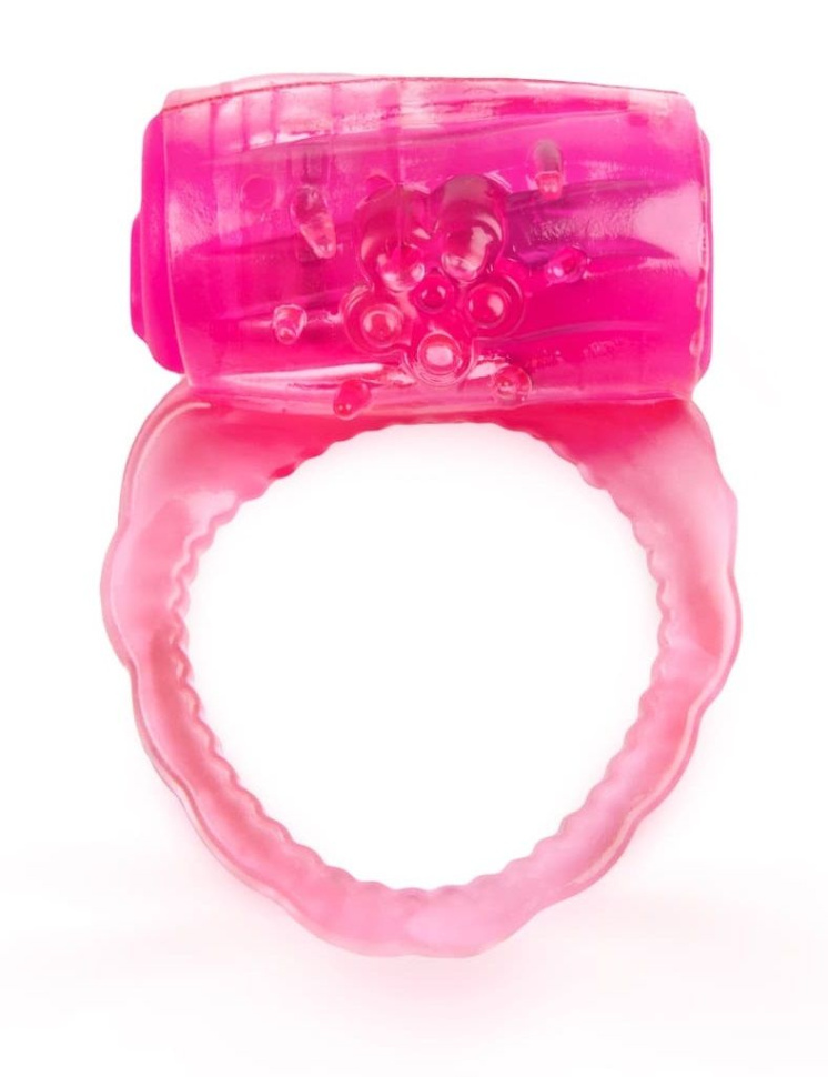 Розовое эрекционное кольцо с вибропулей купить в секс шопе