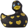 Черный вибратор-уточка I Rub My Duckie 2.0 Romance с золотистым принтом купить в секс шопе