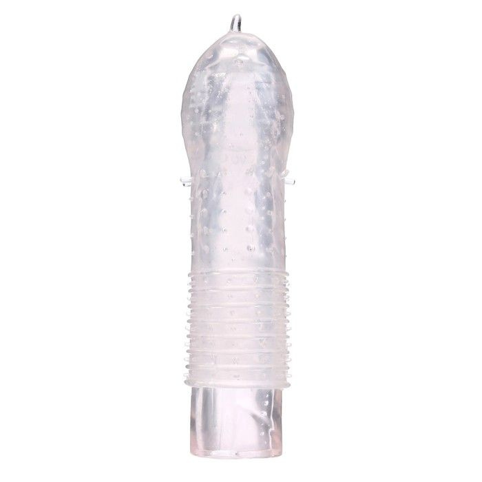 Прозрачная массажная насадка на пенис с рельефом - 12,5 см. купить в секс шопе
