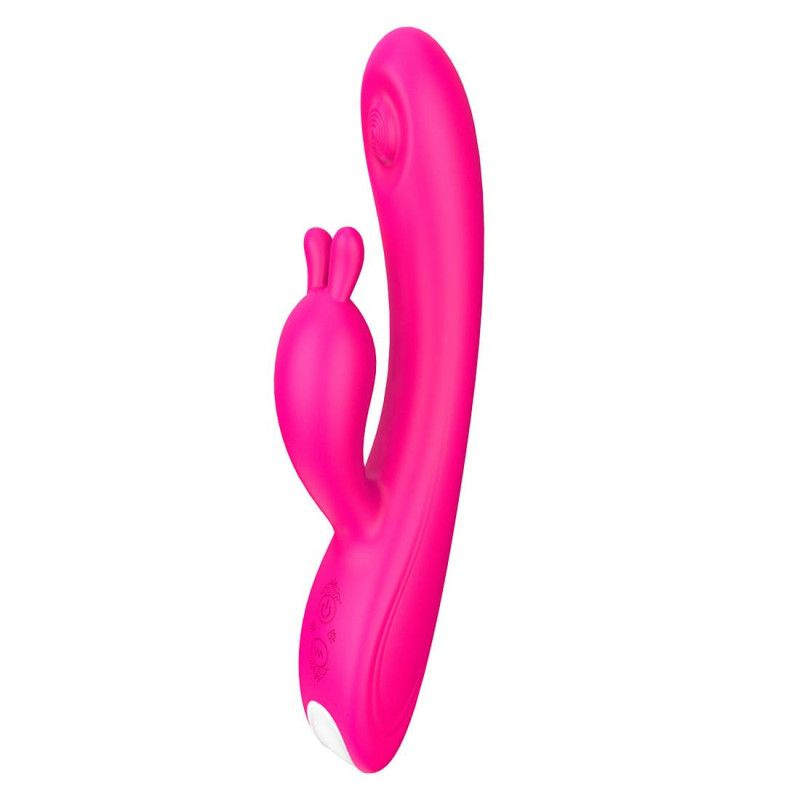 Розовый вибратор Pimple с клиторальным отростком - 23 см. купить в секс шопе
