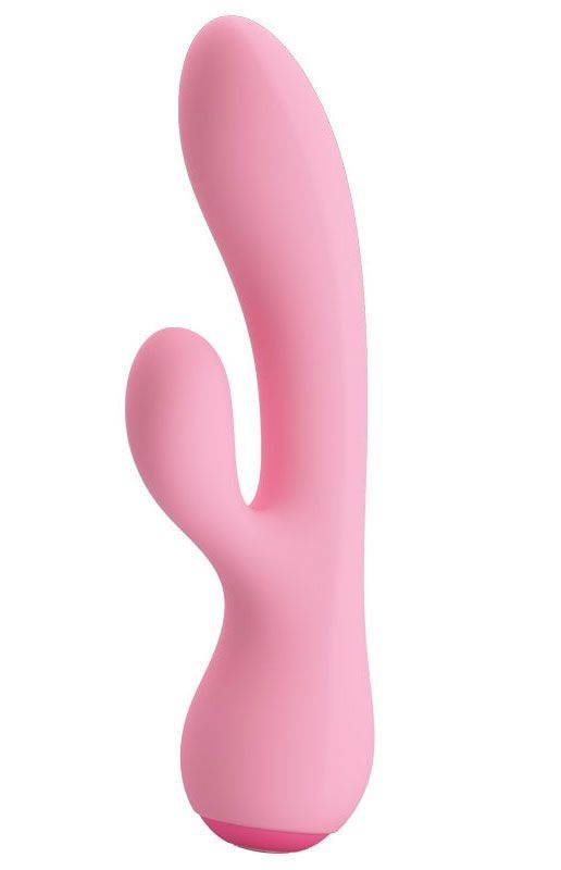 Нежно-розовый вибратор Zachary с клиторальным стимулятором - 17,8 см. купить в секс шопе