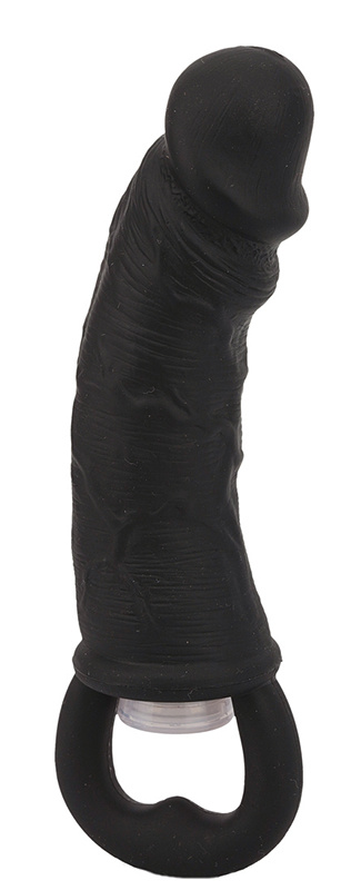 Чёрная вибровтулка-фаллос Erotic Loop Tuggers Hard Core - 11,4 см. купить в секс шопе