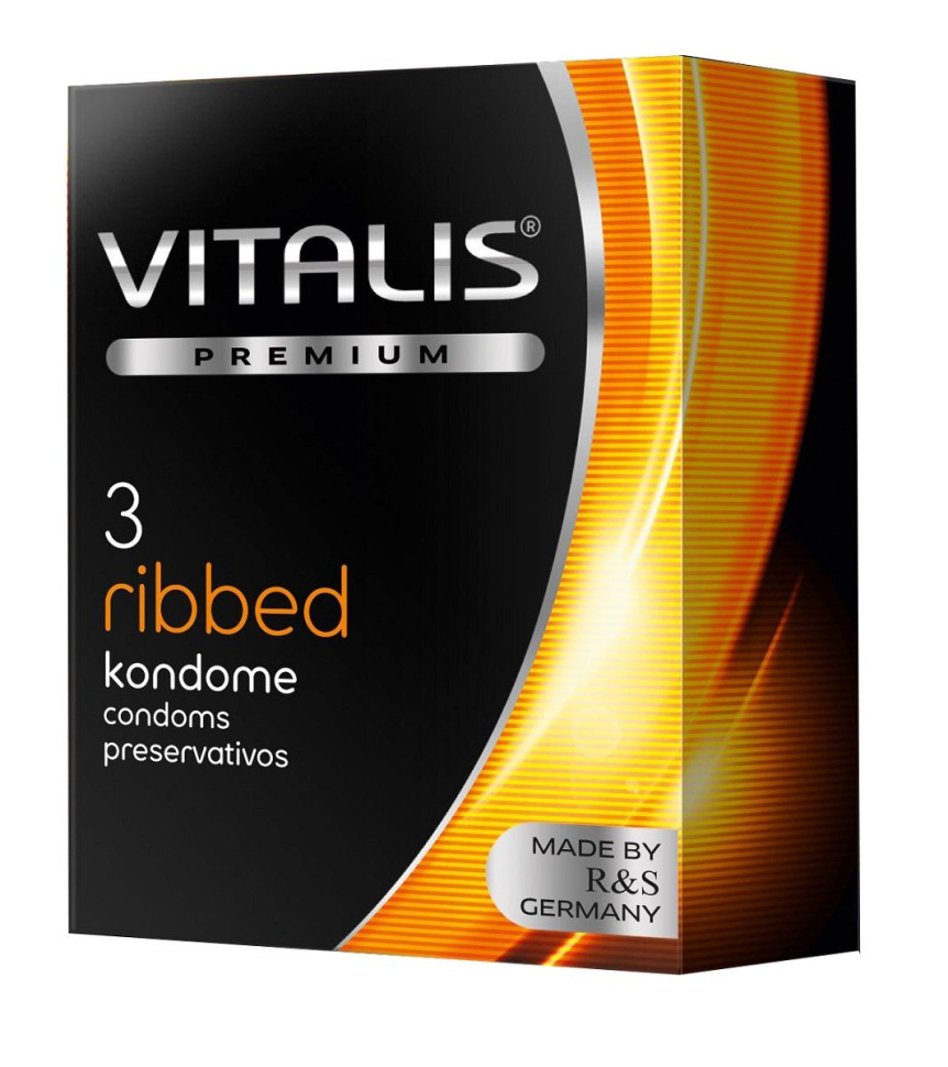 Ребристые презервативы VITALIS PREMIUM ribbed - 3 шт. купить в секс шопе
