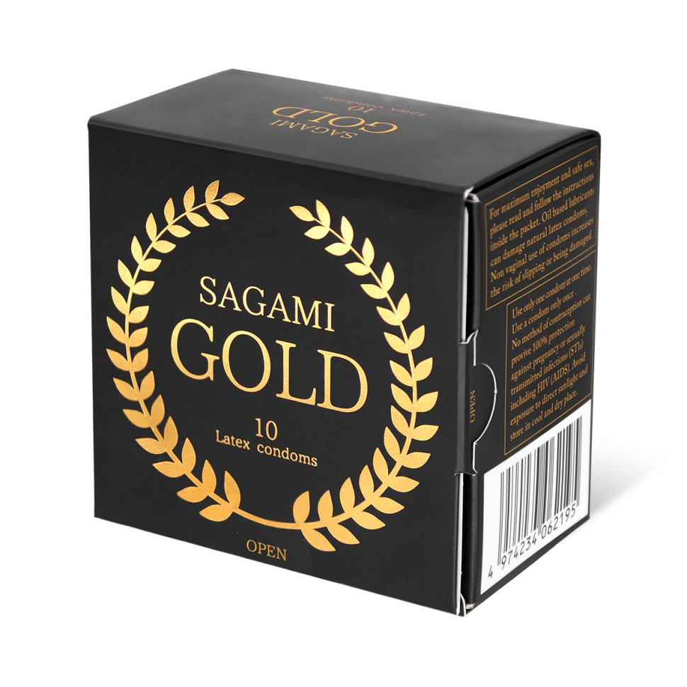 Золотистые презервативы Sagami Gold - 10 шт. купить в секс шопе