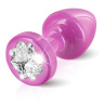 Розовый алюминиевый плаг Anni R Clover Pink T1 с кристаллом в виде цветка - 6 см. купить в секс шопе