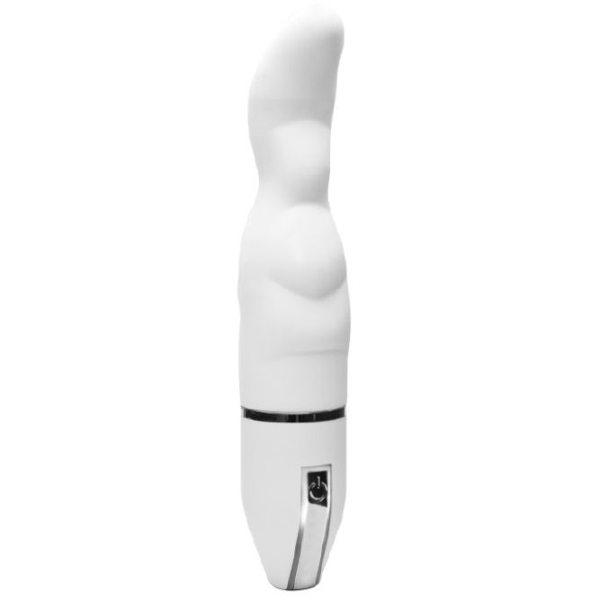 Белый фигурный вибратор PURRFECT SILICONE DELUXE VIBE - 15 см. купить в секс шопе