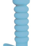 Голубая анальная вибровтулка-елочка с ограничителем - 11,5 см. купить в секс шопе