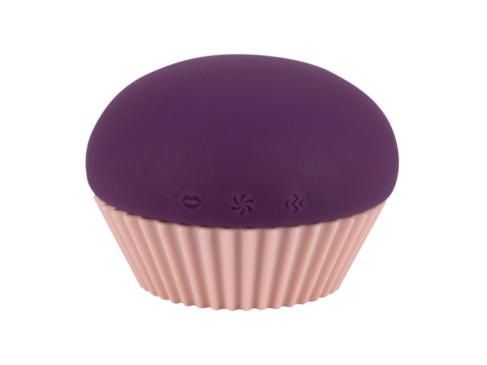 Фиолетовый вакуум-волновой вибратор в форме капкейка купить в секс шопе