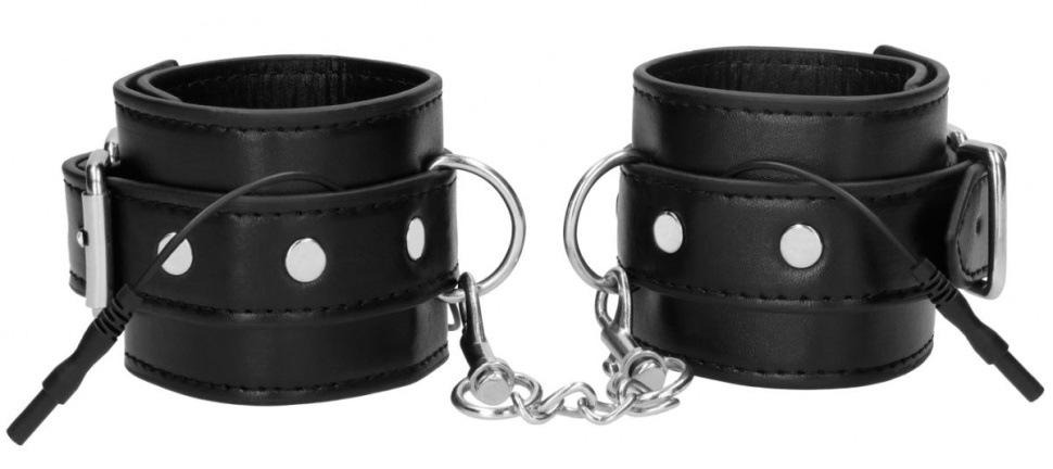 Черные наручники с электростимуляцией Electro Handcuffs купить в секс шопе