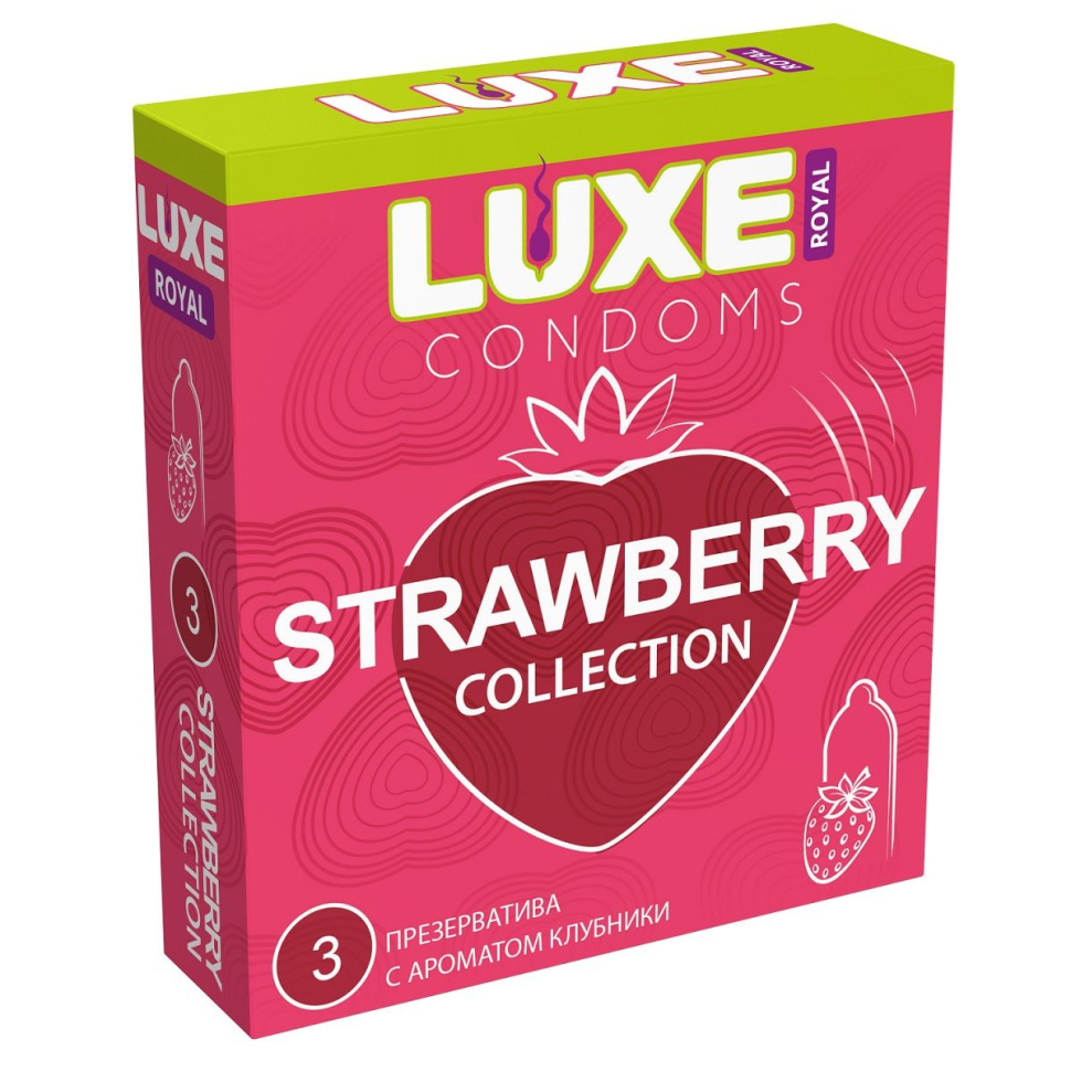 Презервативы с ароматом клубники LUXE Royal Strawberry Collection - 3 шт. купить в секс шопе