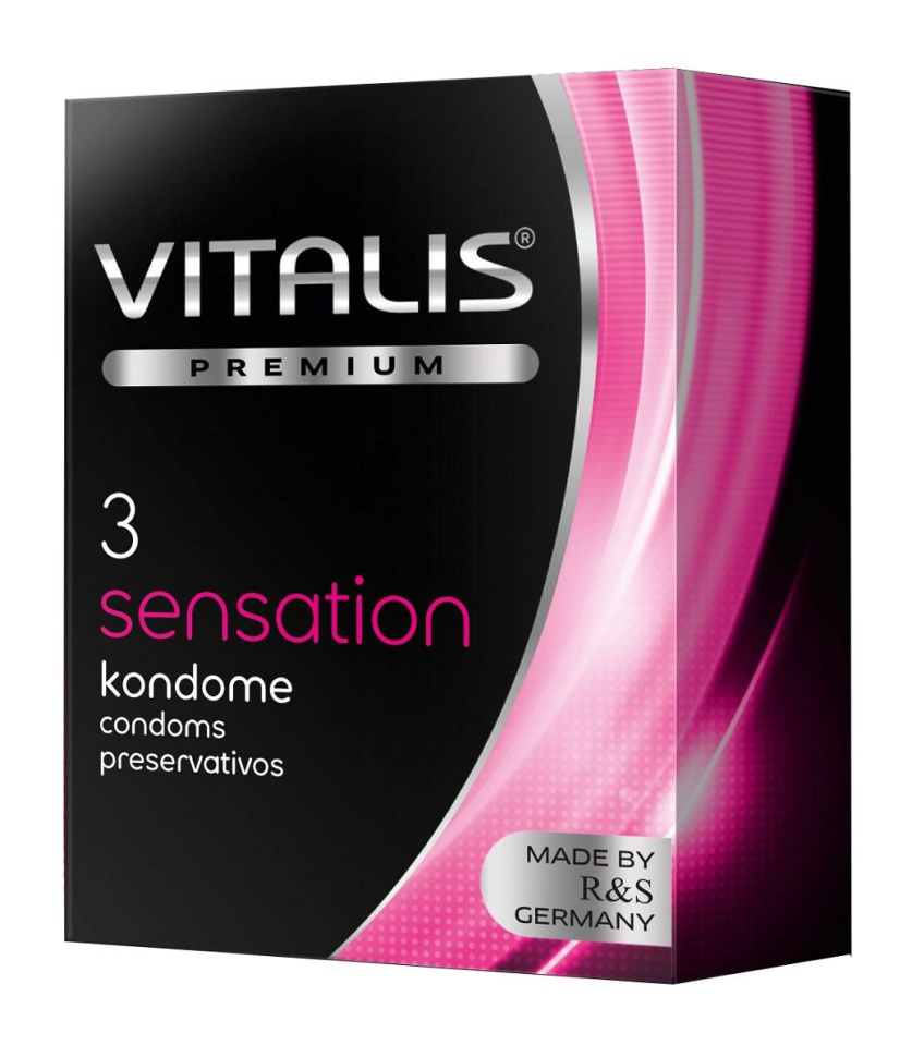 Презервативы с пупырышками и кольцами VITALIS PREMIUM sensation - 3 шт. купить в секс шопе