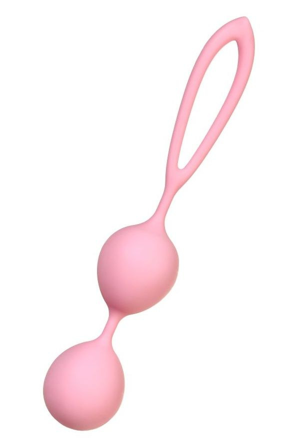 Розовые силиконовые вагинальные шарики с ограничителем-петелькой купить в секс шопе