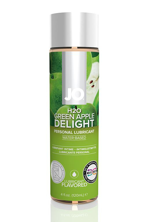 Ароматизированный лубрикант на водной основе JO Flavored  Green Apple H2O - 120 мл. купить в секс шопе
