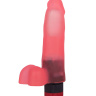 Гелевый вибратор в виде розового фаллоса с мошонкой - 16 см. купить в секс шопе