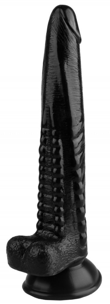 Черный анальный реалистичный стимулятор на присоске - 25,5 см. купить в секс шопе